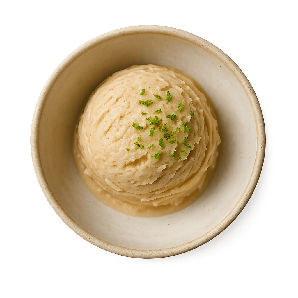 cashew protein ice cream recipe — top-down view of cashew dish in a bowl