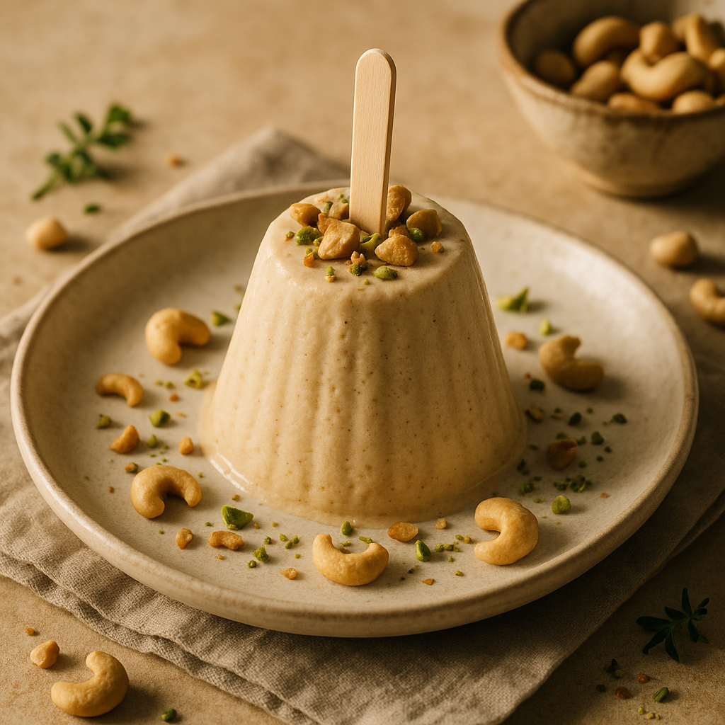protein cashew kulfi recipe — cashew dish plated and ready to serve