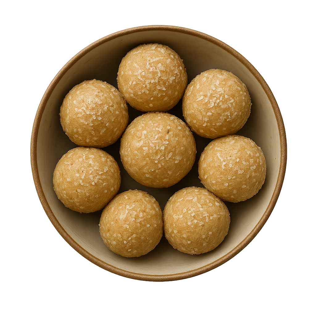 cashew protein ladoo recipe — top-down view of cashew dish in a bowl