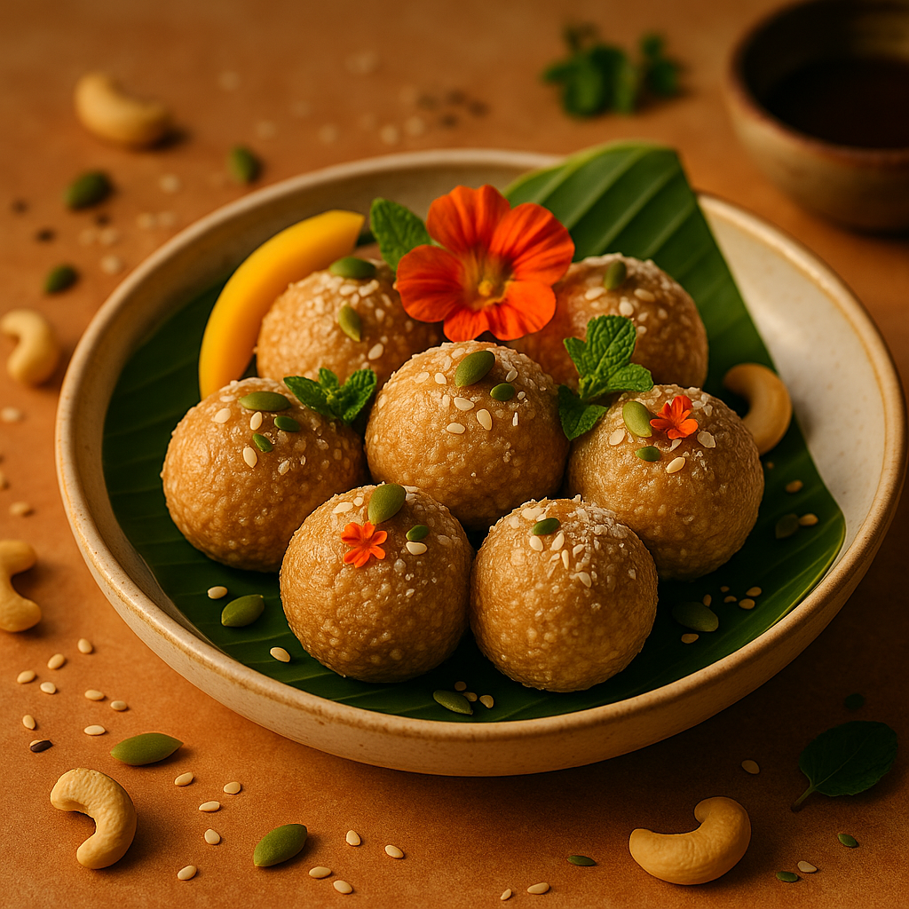 cashew protein ladoo recipe — cashew dish plated and ready to serve